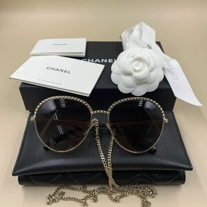 CHANEL Gold and Black Women's Sunglasses